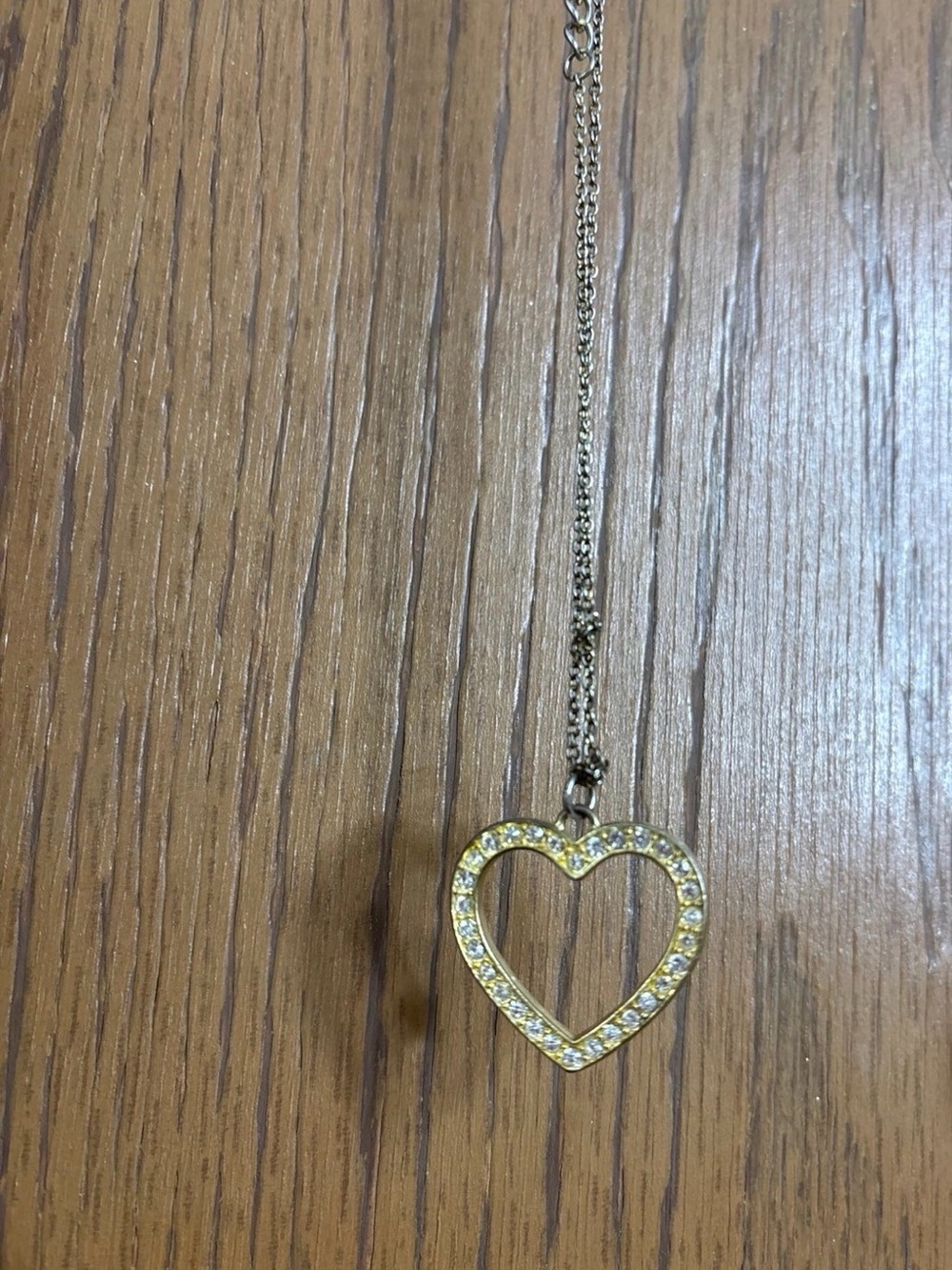 Gold Heart Pendant Necklace with faux Crystal Accents - Women Jewelry